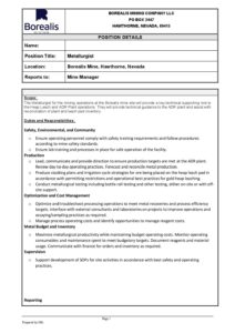 JD - Metallurgist BOR