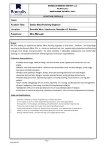 JD- Senior Mine Planning Engineer 021025